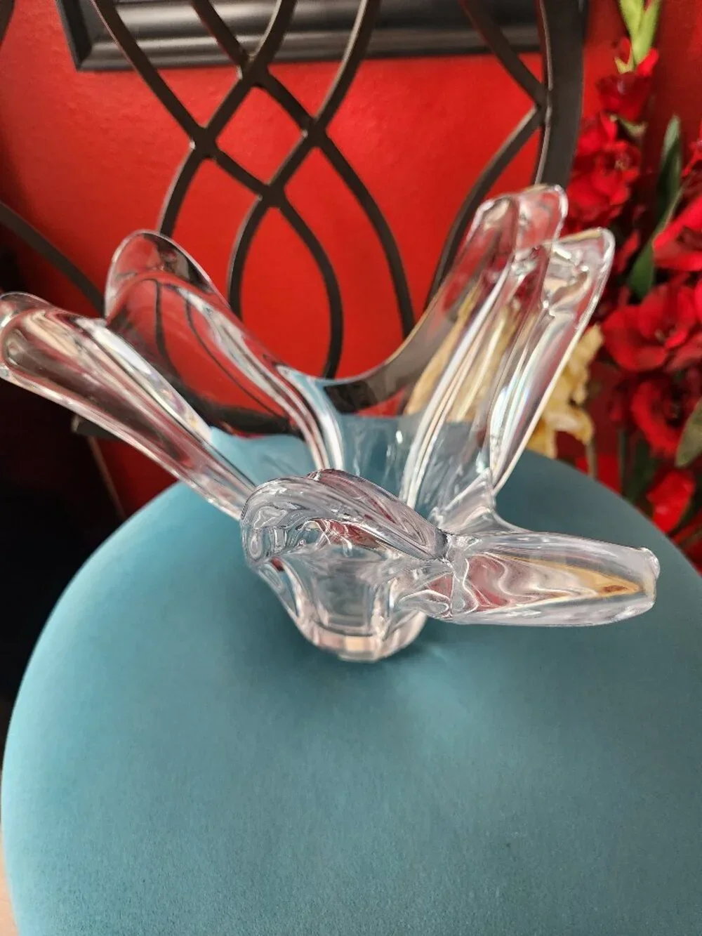 Large Signed Vtg. ~ COFRAC ART Verrier France Clear Crystal Splash Vase